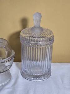 Frosted Glass Vanity Jar and Covered Dish Collection