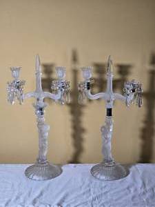 Pair of Crystal Cherub Candelabra Candle Holders