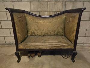 Antique Mahogany Upholstered Fireside Bench