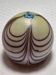 Steven Smyers Signed Iridescent Pulled Feather Art Glass Paperweight