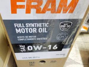 6 Gallons FRAM SAE OW-16 Full Synth...