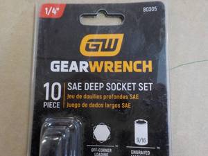 Gear Wrench 10 pc SAE Deep Sockets...