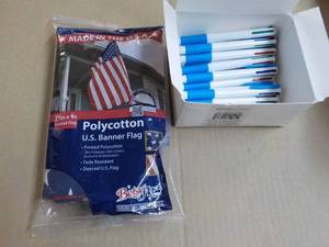2 12 ft x 4 ft Flag and Pens...