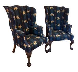 LLR - Two Vintage Elephant-Pattern Armchairs