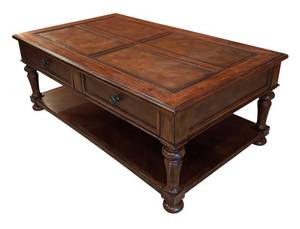 LLR - Vintage Leather-Inset Coffee Table
