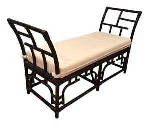 LL - Vintage Chinese Chippendale McGuire Style Bench