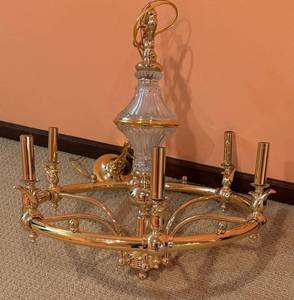 LLR - Elegant Brass and Crystal Chandelier