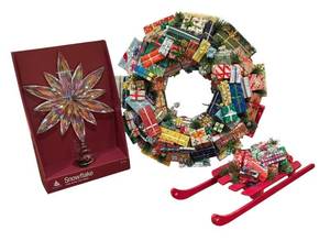 LLR - Enchanted Forest Snowflake Clear Acrylic Tree Topper with Wreath & Red Sleigh Decor