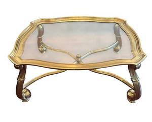 LR - Vintage Hollywood Regency Brass Coffee Table