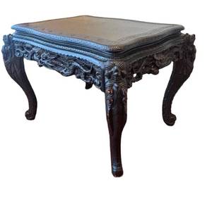 LR - Vintage Japanese Meiji Style Carved Dragon Desk Table