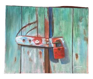 BR1 - W. McFarlin 2020 Signed Original Padlock Painting on Canvas