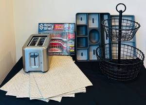 BR1 - Breville Toaster, Spicy Shelf Organizers, Placemats & Wire Basket Stand