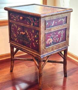 BR1 - Hand-Painted Accent Cabinet with Tiger and Floral Motif