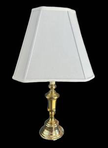P - Brass Table Lamp with White Shade 29 In H