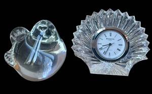 LR - Waterford Crystal Clock & Bird Figurine Set