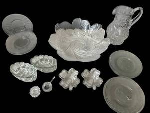 LR - Clear Pressed Glass Serving Pieces (Lot of 11)