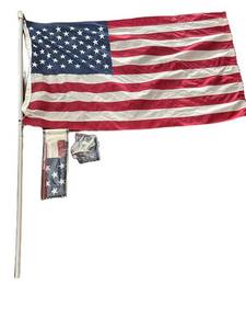 LR - American Flag Set 34 x 58 In with Pole & Mounting Hardware