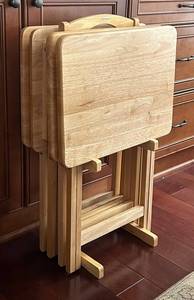 DR - Wood Folding TV Tray Set of 4 with Stand