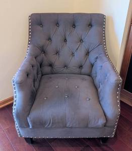 K - Vintage Blue Tufted Armchair