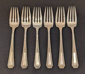 K - Vintage Sterling Silver Forks 6 Inch (Lot of 6)