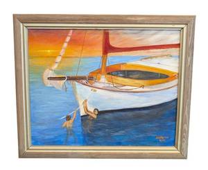 BR - Signed W. McFarlin 2019 Framed Sailing Painting