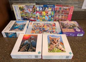 K - Mixed Brand 500 Piece Puzzle Lot of 8