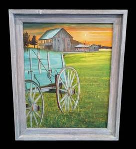 O - W. McFarlin Framed Barn Landscape Painting