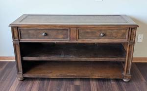MB - Wood Console Table With Drawers & Lower Shelf