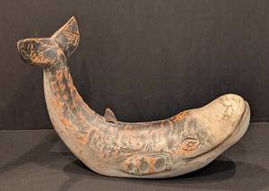K - Painted Wood Whale Decor