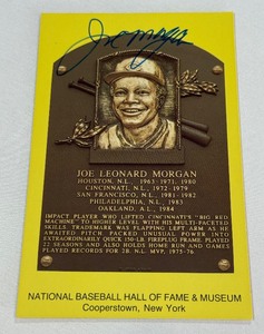 Joe Morgan Auto on National Baseball HOF Post Card