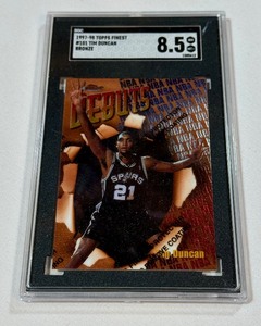 Tim Duncan SGC Graded 8.5 NM-MT Slab 1997-98 Topps Finest Bronze #101 Basketball Card