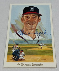 Warren Spahn Autographed 1989 Perez Steele 10,000 Vintage Baseball Post Card