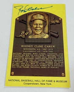 Rod Carew Autographed National Baseball Hall of Fame Post Card Minnesota Twins