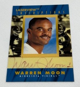 Warren Moon On-Card Auto 1996 Pinnacle Laserview Inscriptions Numbered 23782800 Minnesota Vikings Football Card