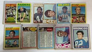 1972 Topps Football 11 Card Lot w Rookes (Alzado and Hendricks), Stars, and Checklists