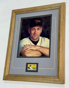 Cal Ripken Jr. Framed Photo and 1969 Bicentennial Baseball Stamp