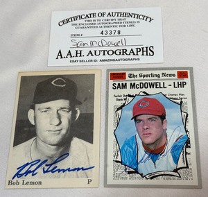 Sam McDowell and Bob Lemo Vintage Baseball On-Card Autographs
