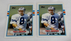 Troy Aikman 2 RC Lot 1989 Topps Traded #70T Rookie Football Card