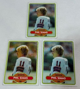 (3) Phil Simms RC Lot 1980 Topps #225 Vintage Rookie Card Lot