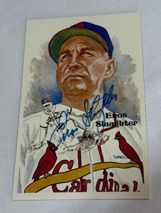 Enos Slaughter Autographed 1985 Perez Steele 10,000 Baseball Post Card