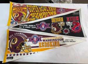 (3) Washington Redskins Super Bowl XXVI Pennants vs. Buffalo Bills  Metrodome Minneapolis