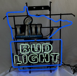 Super Bowl LIII Bud Light Beer Minnesota Neon Football