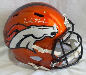 Dre Greenlaw Autographed Denver Broncos Replica Football Helmet with beckett COA