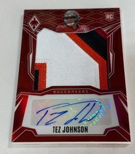 Tez Johnson RPA99 2025 Phoenix #RPS-TJN Nasty Tri-Colored Patch and Auto Numbered 8199 Rookie Football Card