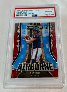 CJ Stroud RC PSA Graded 10 Gem Mint Slab 2023 Rookies & Stars Airborne-Longevity #AL13 Rookie Football Card