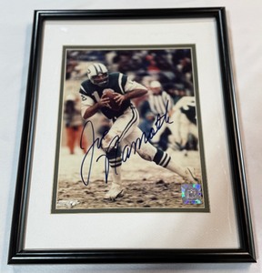 Joe Namath Autographed Photo w NFL and Steiner COA, Framed, New York Jets Football