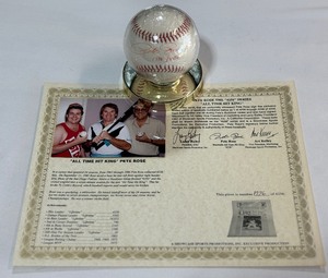 Pete Rose Autographed Rawlings ONLB White Baseball w COA - Limited Edition Inscribed 4,256