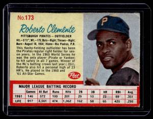 Roberto Clemente 1962 Post Cereal #173 Vintage Baseball Card