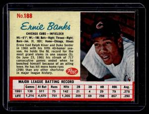 Ernie Banks 1962 Post Cereal #188 Vintage Baseball Card