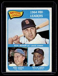 1965 Topps NL RBI Leaders Mays  Santo  Boyer #6 Vintage Baseball Card